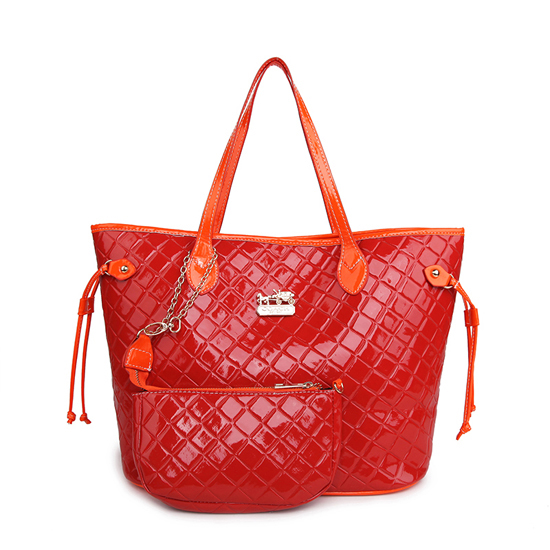 Coach Rhombus Medium Red Totes AWI | Women - Click Image to Close